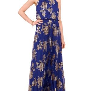 MSK formal gown, blue and gold